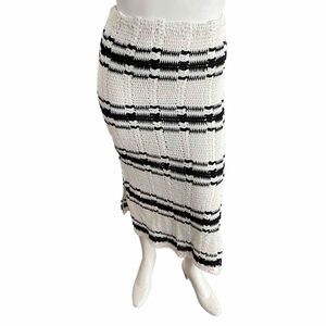 New FP Beach Donni Crochet Maxi Skirt Vacation Mode Ivory Black S